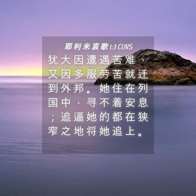 Picture 04 - 耶 利 米 哀 歌 1:3 CUVS - 犹 大 因 遭 遇 苦 难 ， 又 因 多 服 - Bible Verse Picture