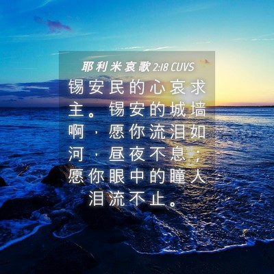 Picture 04 - 耶 利 米 哀 歌 2:18 CUVS - 锡 安 民 的 心 哀 求 主 。 锡 安 的 - Bible Verse Picture