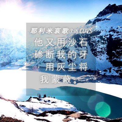 Picture 04 - 耶 利 米 哀 歌 3:16 CUVS - 他 又 用 沙 石 碜 断 我 的 牙 ， 用 - Bible Verse Picture