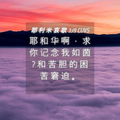 Picture 04 - 耶 利 米 哀 歌 3:19 CUVS - 耶 和 华 啊 ， 求 你 记 念 我 如 茵 ? - Bible Verse Picture