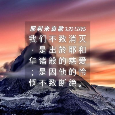 Picture 04 - 耶 利 米 哀 歌 3:22 CUVS - 我 们 不 致 消 灭 ， 是 出 於 耶 和 - Bible Verse Picture