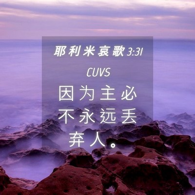 Picture 04 - 耶 利 米 哀 歌 3:31 CUVS - 因 为 主 必 不 永 远 丢 弃 人 - Bible Verse Picture