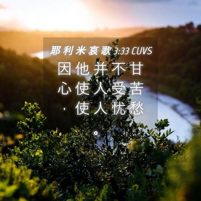 Picture 04 - 耶 利 米 哀 歌 3:33 CUVS - 因 他 并 不 甘 心 使 人 受 苦 ， 使 - Bible Verse Picture