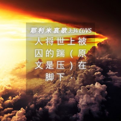 Picture 04 - 耶 利 米 哀 歌 3:34 CUVS - 人 将 世 上 被 囚 的 踹 （ 原 文 是 - Bible Verse Picture