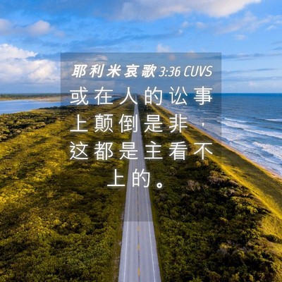 Picture 04 - 耶 利 米 哀 歌 3:36 CUVS - 或 在 人 的 讼 事 上 颠 倒 是 非 ， - Bible Verse Picture