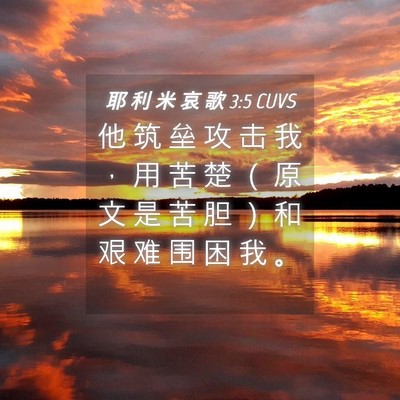 Picture 04 - 耶 利 米 哀 歌 3:5 CUVS - 他 筑 垒 攻 击 我 ， 用 苦 楚 （ 原 - Bible Verse Picture