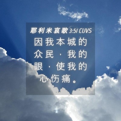 Picture 04 - 耶 利 米 哀 歌 3:51 CUVS - 因 我 本 城 的 众 民 ， 我 的 眼 ， - Bible Verse Picture