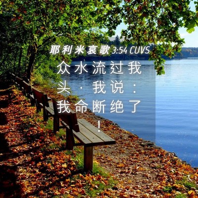 Picture 04 - 耶 利 米 哀 歌 3:54 CUVS - 众 水 流 过 我 头 ， 我 说 ： 我 命 - Bible Verse Picture