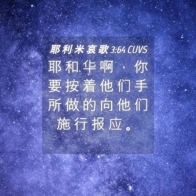 Picture 04 - 耶 利 米 哀 歌 3:64 CUVS - 耶 和 华 啊 ， 你 要 按 着 他 们 手 - Bible Verse Picture