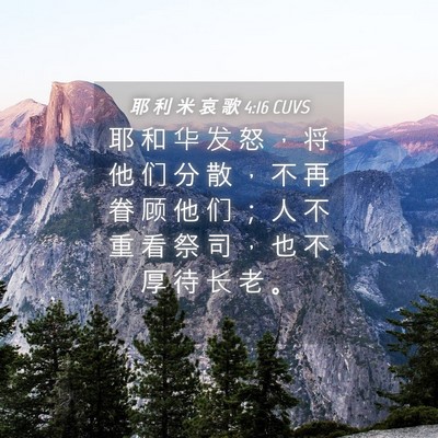 Picture 04 - 耶 利 米 哀 歌 4:16 CUVS - 耶 和 华 发 怒 ， 将 他 们 分 散 ， - Bible Verse Picture