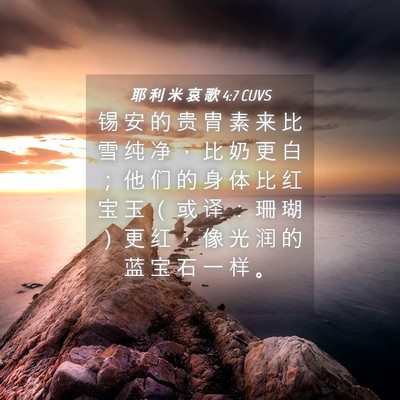 Picture 04 - 耶 利 米 哀 歌 4:7 CUVS - 锡 安 的 贵 胄 素 来 比 雪 纯 净 ， - Bible Verse Picture