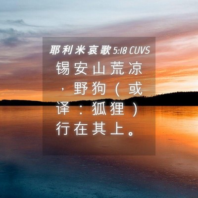 Picture 04 - 耶 利 米 哀 歌 5:18 CUVS - 锡 安 山 荒 凉 ， 野 狗 （ 或 译 ： - Bible Verse Picture