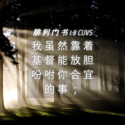 Picture 04 - 腓 利 门 书 1:8 CUVS - 我 虽 然 靠 着 基 督 能 放 胆 吩 咐 - Bible Verse Picture
