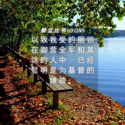 Picture 04 - 腓 立 比 书 1:13 CUVS - 以 致 我 受 的 捆 锁 在 御 营 全 军 - Bible Verse Picture