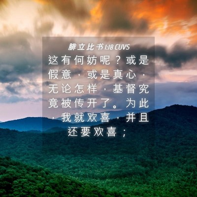Picture 04 - 腓 立 比 书 1:18 CUVS - 这 有 何 妨 呢 ？ 或 是 假 意 ， 或 - Bible Verse Picture