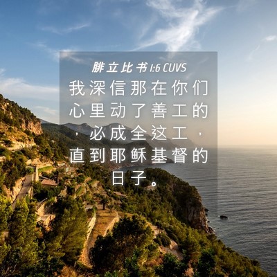 Picture 04 - 腓 立 比 书 1:6 CUVS - 我 深 信 那 在 你 们 心 里 动 了 善 - Bible Verse Picture