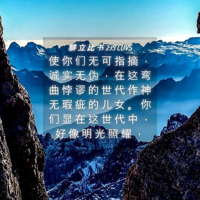 Picture 04 - 腓 立 比 书 2:15 CUVS - 使 你 们 无 可 指 摘 ， 诚 实 无 伪 - Bible Verse Picture