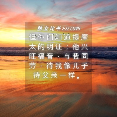 Picture 04 - 腓 立 比 书 2:22 CUVS - 但 你 们 知 道 提 摩 太 的 明 证 ； - Bible Verse Picture