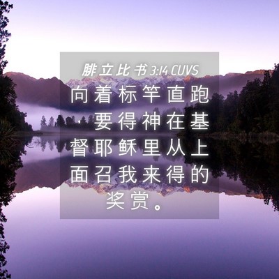 Picture 04 - 腓 立 比 书 3:14 CUVS - 向 着 标 竿 直 跑 ， 要 得 神 在 基 - Bible Verse Picture