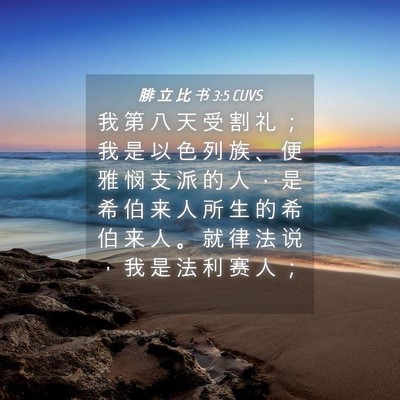 Picture 04 - 腓 立 比 书 3:5 CUVS - 我 第 八 天 受 割 礼 ； 我 是 以 色 - Bible Verse Picture