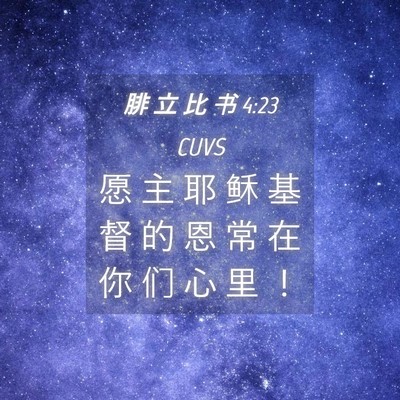 Picture 04 - 腓 立 比 书 4:23 CUVS - 愿 主 耶 稣 基 督 的 恩 常 在 你 们 - Bible Verse Picture