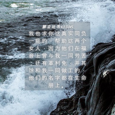 Picture 04 - 腓 立 比 书 4:3 CUVS - 我 也 求 你 这 真 实 同 负 一 轭 的 - Bible Verse Picture