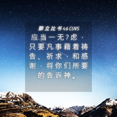 Picture 04 - 腓 立 比 书 4:6 CUVS - 应 当 一 无 ? 虑 ， 只 要 凡 事 藉 着 - Bible Verse Picture