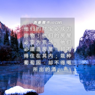Picture 04 - 西 番 雅 书 1:13 CUVS - 他 们 的 财 宝 必 成 为 掠 物 ； 他 - Bible Verse Picture