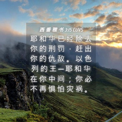 Picture 04 - 西 番 雅 书 3:15 CUVS - 耶 和 华 已 经 除 去 你 的 刑 罚 ， - Bible Verse Picture