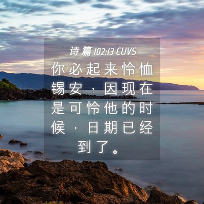 Picture 04 - 诗 篇 102:13 CUVS - 你 必 起 来 怜 恤 锡 安 ， 因 现 在 - Bible Verse Picture