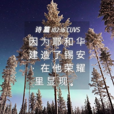 Picture 04 - 诗 篇 102:16 CUVS - 因 为 耶 和 华 建 造 了 锡 安 ， 在 - Bible Verse Picture