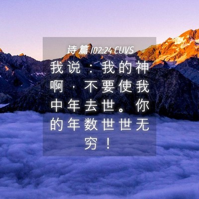 Picture 04 - 诗 篇 102:24 CUVS - 我 说 ： 我 的 神 啊 ， 不 要 使 我 - Bible Verse Picture