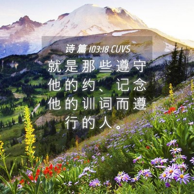 Picture 04 - 诗 篇 103:18 CUVS - 就 是 那 些 遵 守 他 的 约 、 记 念 - Bible Verse Picture