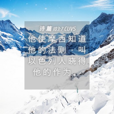 Picture 04 - 诗 篇 103:7 CUVS - 他 使 摩 西 知 道 他 的 法 则 ， 叫 - Bible Verse Picture