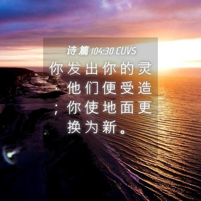 Picture 04 - 诗 篇 104:30 CUVS - 你 发 出 你 的 灵 ， 他 们 便 受 造 - Bible Verse Picture