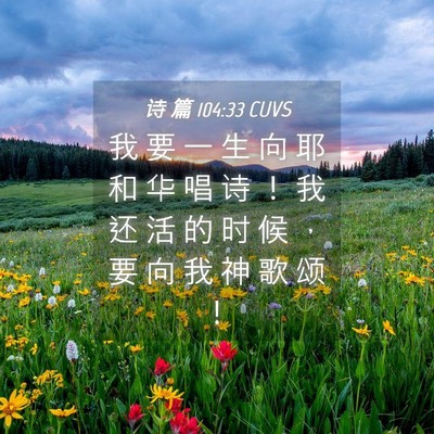 Picture 04 - 诗 篇 104:33 CUVS - 我 要 一 生 向 耶 和 华 唱 诗 ！ 我 - Bible Verse Picture