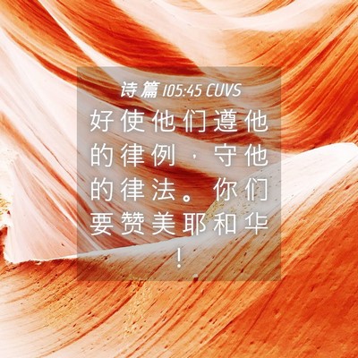 Picture 04 - 诗 篇 105:45 CUVS - 好 使 他 们 遵 他 的 律 例 ， 守 他 - Bible Verse Picture