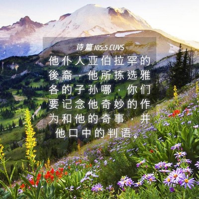 Picture 04 - 诗 篇 105:5 CUVS - 他 仆 人 亚 伯 拉 罕 的 後 裔 ， 他 - Bible Verse Picture