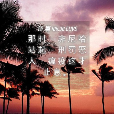 Picture 04 - 诗 篇 106:30 CUVS - 那 时 ， 非 尼 哈 站 起 ， 刑 罚 恶 - Bible Verse Picture