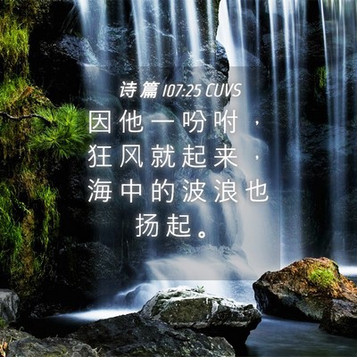 Picture 04 - 诗 篇 107:25 CUVS - 因 他 一 吩 咐 ， 狂 风 就 起 来 ， - Bible Verse Picture