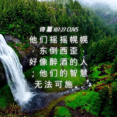 Picture 04 - 诗 篇 107:27 CUVS - 他 们 摇 摇 幌 幌 ， 东 倒 西 歪 ， - Bible Verse Picture
