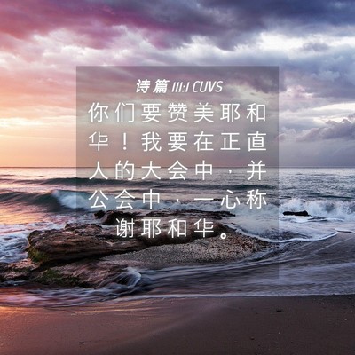 Picture 04 - 诗 篇 111:1 CUVS - 你 们 要 赞 美 耶 和 华 ！ 我 要 在 - Bible Verse Picture