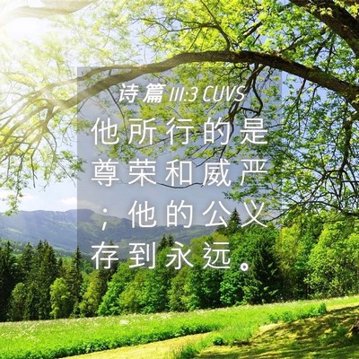 Picture 04 - 诗 篇 111:3 CUVS - 他 所 行 的 是 尊 荣 和 威 严 ； 他 - Bible Verse Picture