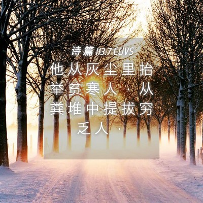 Picture 04 - 诗 篇 113:7 CUVS - 他 从 灰 尘 里 抬 举 贫 寒 人 ， 从 - Bible Verse Picture