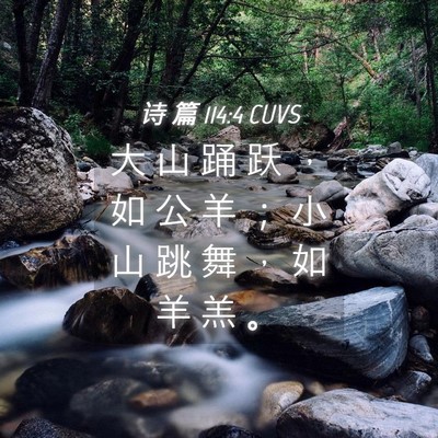 Picture 04 - 诗 篇 114:4 CUVS - 大 山 踊 跃 ， 如 公 羊 ； 小 山 跳 - Bible Verse Picture