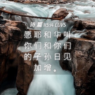 Picture 04 - 诗 篇 115:14 CUVS - 愿 耶 和 华 叫 你 们 和 你 们 的 子 - Bible Verse Picture