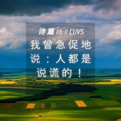 Picture 04 - 诗 篇 116:11 CUVS - 我 曾 急 促 地 说 ： 人 都 是 说 谎 - Bible Verse Picture