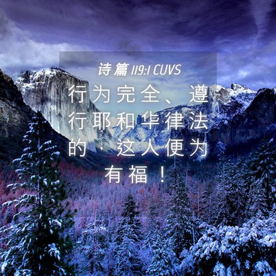 Picture 04 - 诗 篇 119:1 CUVS - 行 为 完 全 、 遵 行 耶 和 华 律 法 - Bible Verse Picture