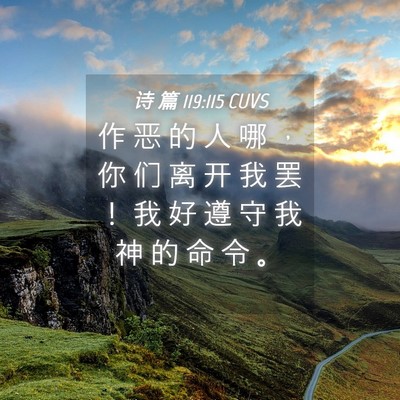 Picture 04 - 诗 篇 119:115 CUVS - 作 恶 的 人 哪 ， 你 们 离 开 我 罢 - Bible Verse Picture