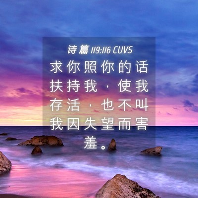 Picture 04 - 诗 篇 119:116 CUVS - 求 你 照 你 的 话 扶 持 我 ， 使 我 - Bible Verse Picture